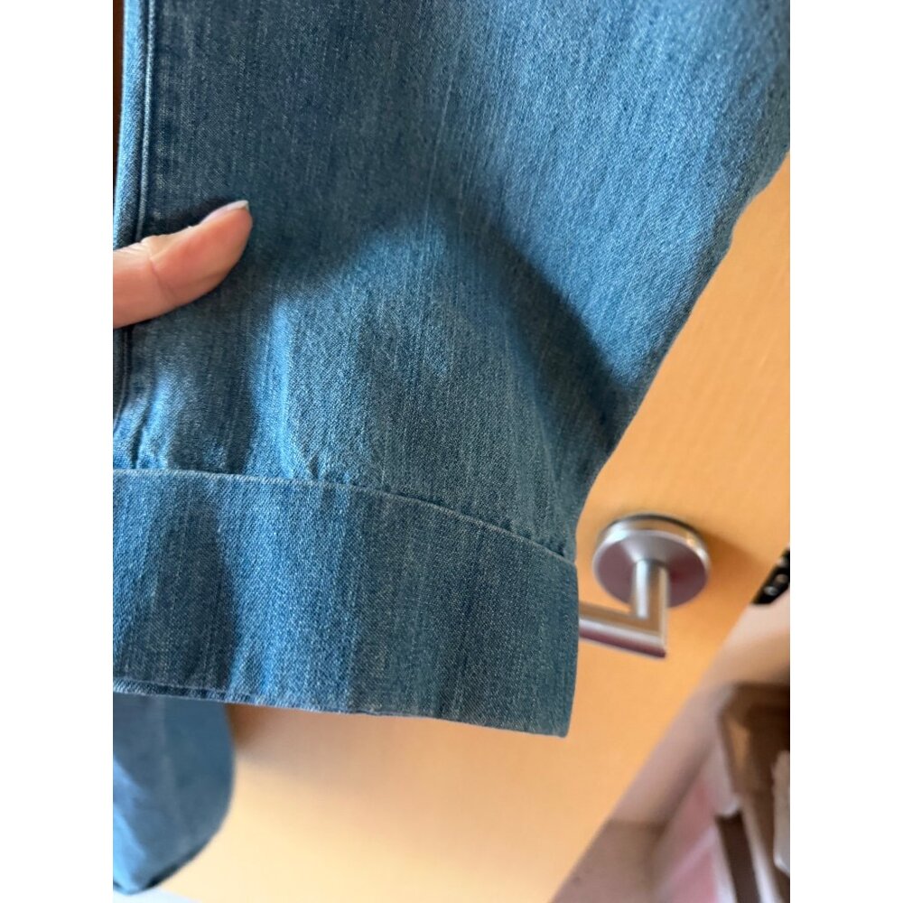 LL Bean Mens Denim Robe Size Medium Blue Self Wrap Long Sleeved Relaxed Vintage - Picture 5 of 9